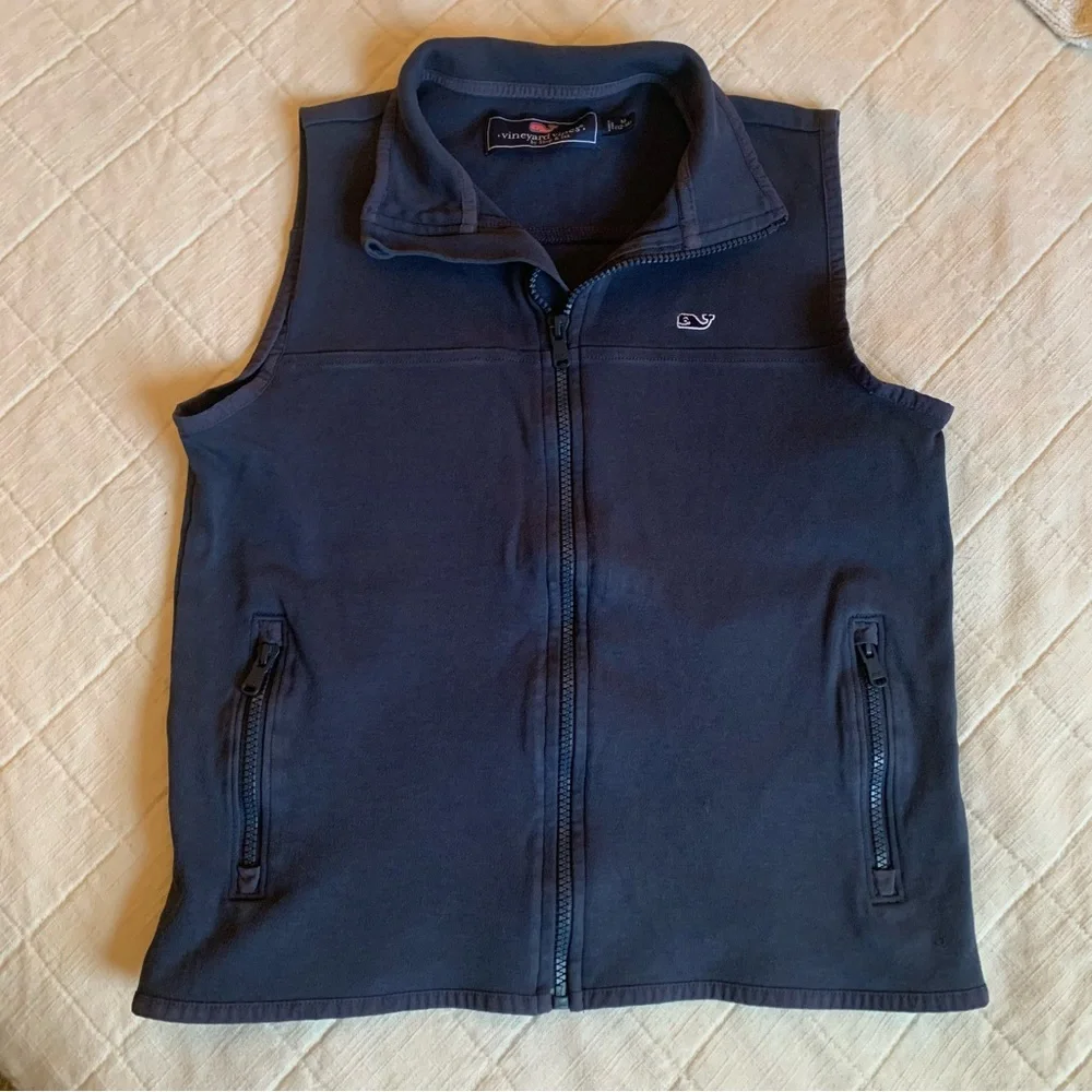 Vineyard Vines Boys Dark Blue Coastal Zip-Up Vest Size Medium (12-14)‎
